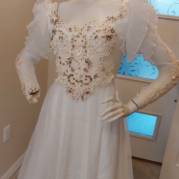 Vintage UNION MADE LACE BRIDAL SIZE 4-6 - Picture 6 of 16